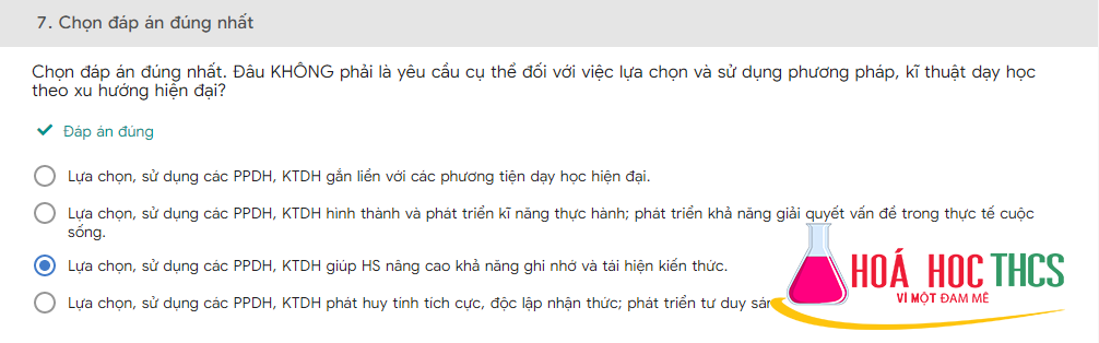 15 câu hỏi đầu vào modul 3 KHTN thcs đại trà