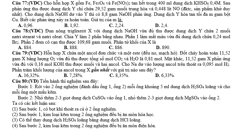 Đề thi thử TN THPT QG năm 2021 môn Hóa Học